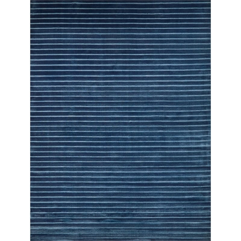 Amani Modern Handloomed Silky Nylon Navy 12'x12' Square Area Rug