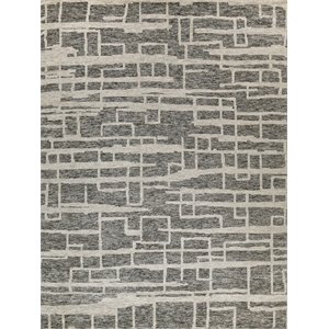 Aldridge Hand-Knotted Wool/Bamboo Silk Charcoal/Ivory 6'x9' Area Rug
