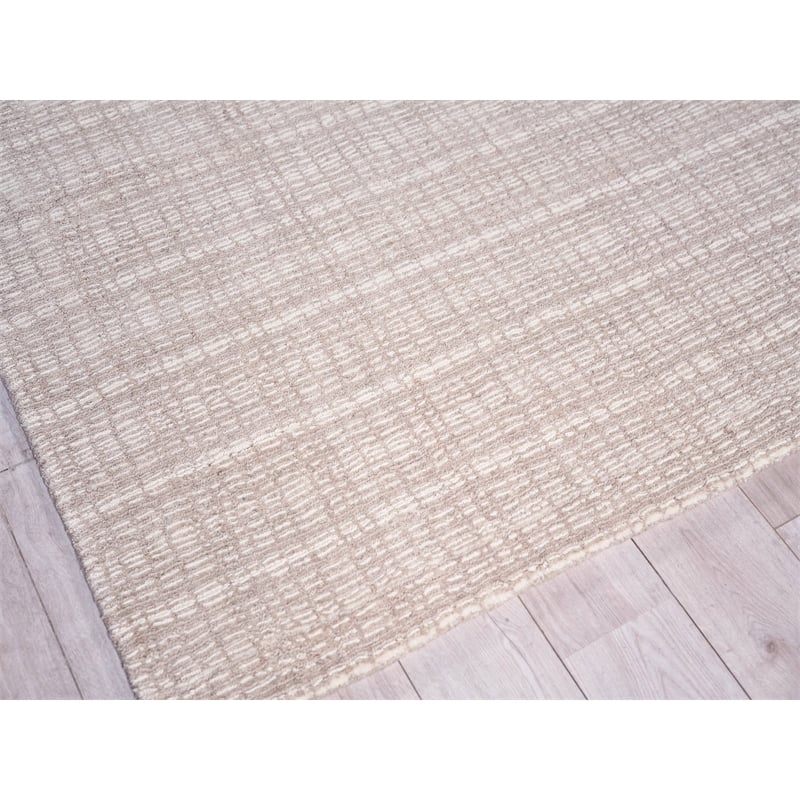 Alpine Handloomed New Zealand Wool Light Beige/Ivory 14'x14' Square Area Rug