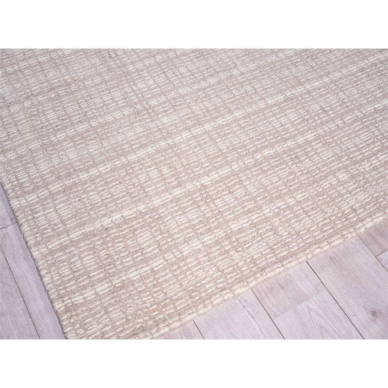 Alpine Handloomed New Zealand Wool Light Beige/Ivory 4'x6' Area Rug