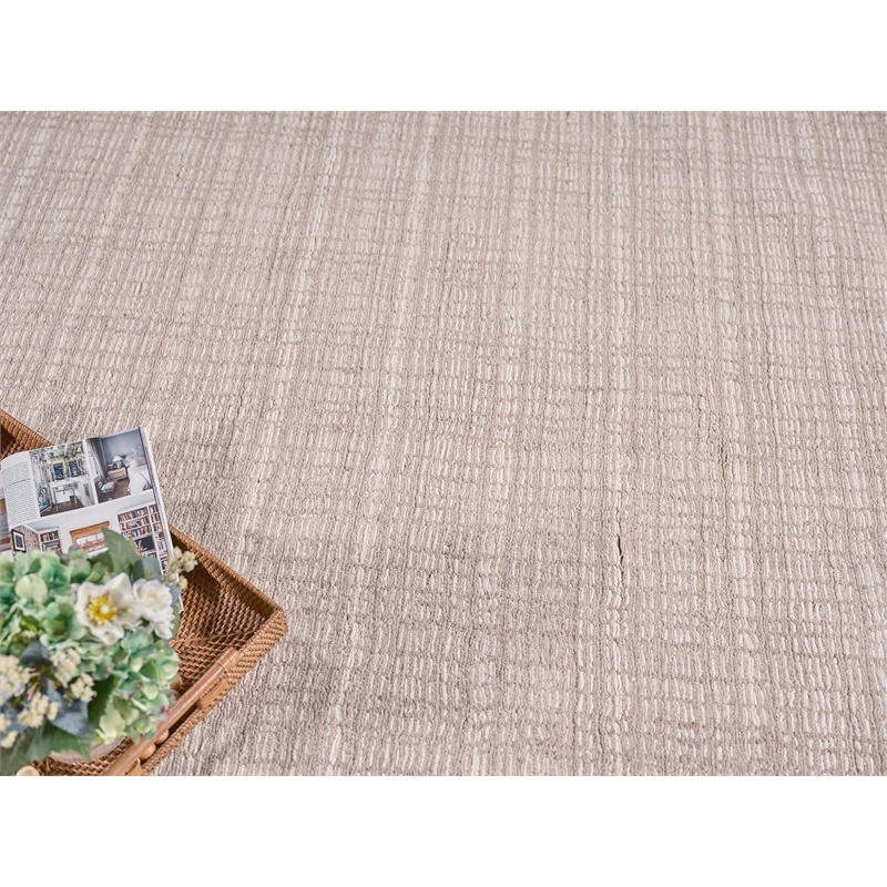 Alpine Handloomed New Zealand Wool Light Beige/Ivory 4'x6' Area Rug