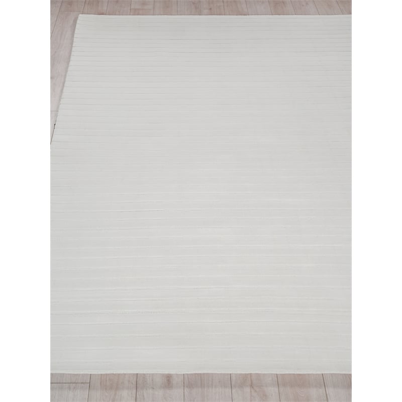 Amani Modern Handloomed Silky Nylon White 14'x18' Area Rug
