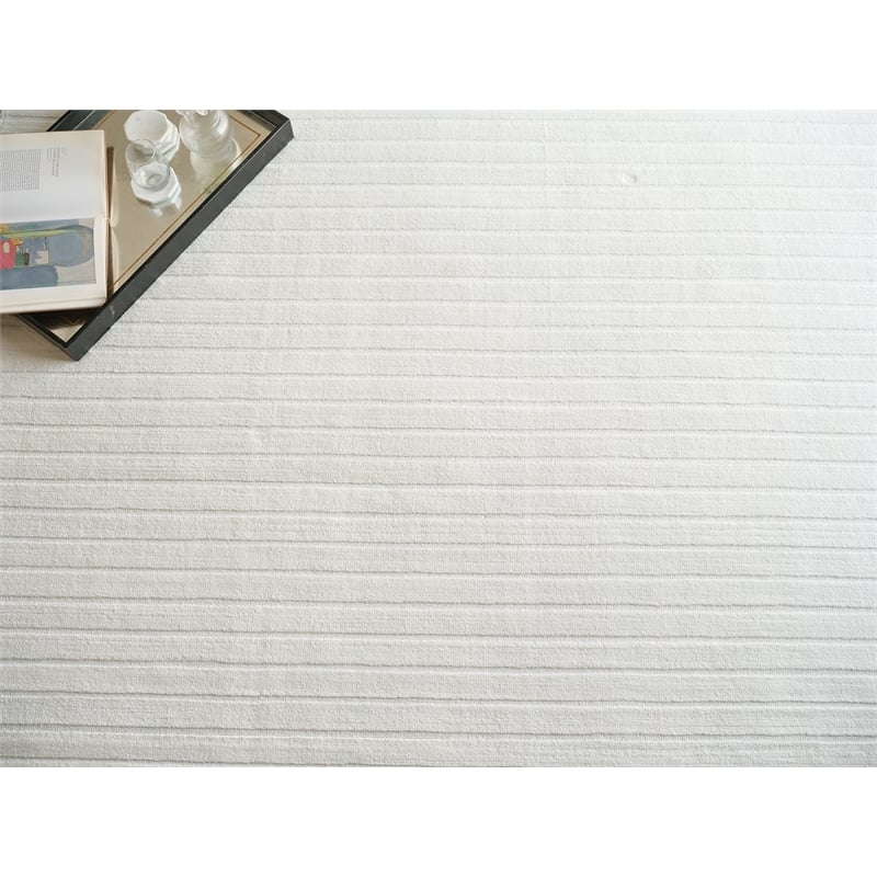 Amani Modern Handloomed Silky Nylon White 14'x18' Area Rug