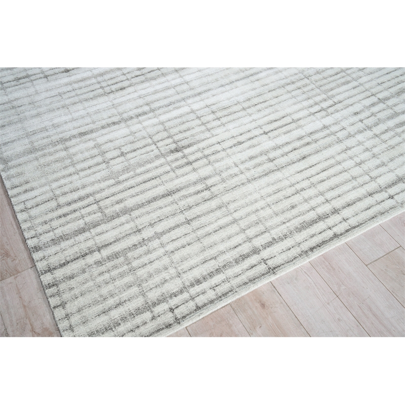 Allure Handloomed Wool/Bamboo Silk Ivory/Silver 4'x6' Area Rug