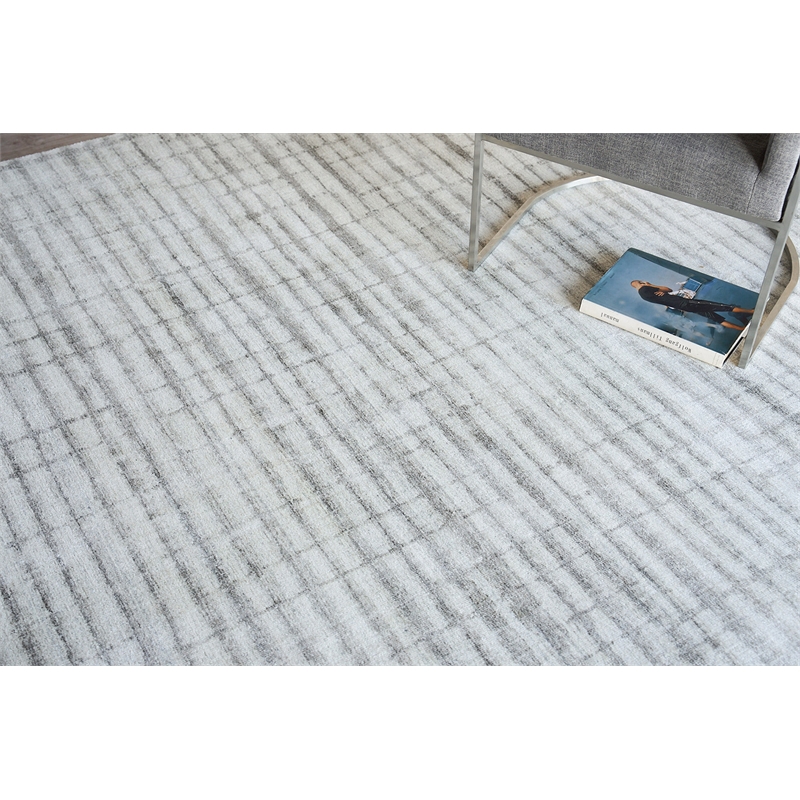 Allure Handloomed Wool/Bamboo Silk Ivory/Silver 4'x6' Area Rug