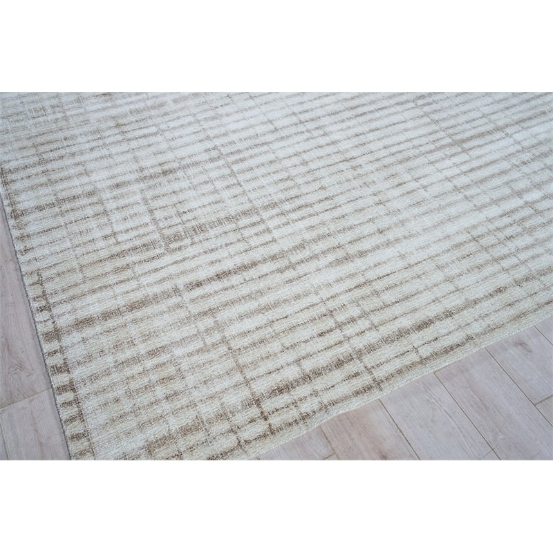 Allure Handloomed Wool/Bamboo Silk Beige/Brown 10'x14' Area Rug