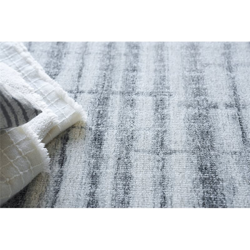 Allure Handloomed Wool/Bamboo Silk Ivory/Blue 2'x3' Area Rug