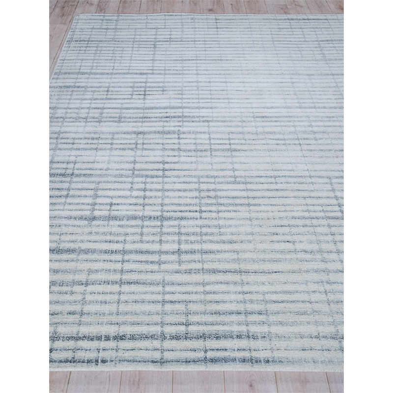 Allure Handloomed Wool/Bamboo Silk Ivory/Blue 8'x10' Area Rug