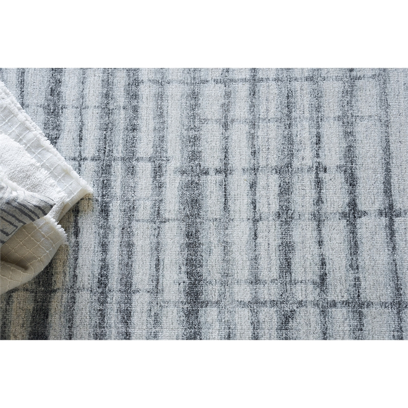 Allure Handloomed Wool/Bamboo Silk Ivory/Blue 8'x10' Area Rug