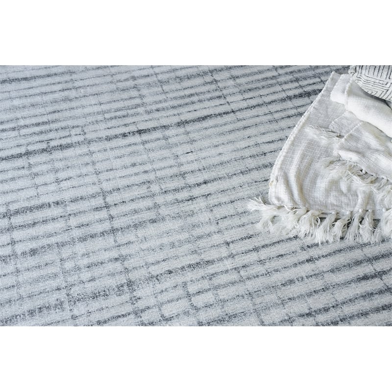 Allure Handloomed Wool/Bamboo Silk Ivory/Blue 8'x10' Area Rug