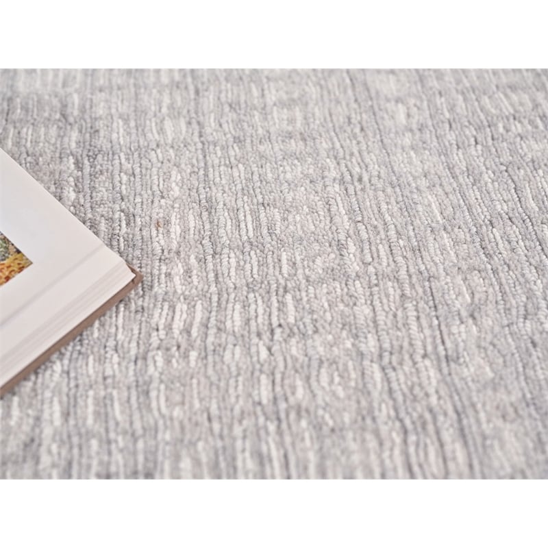 Alpine Handloomed New Zealand Wool Silver/Ivory 8'x10' Area Rug