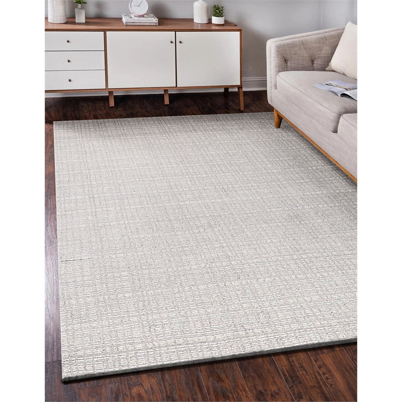 Alpine Handloomed New Zealand Wool Silver/Ivory 2'x3' Area Rug