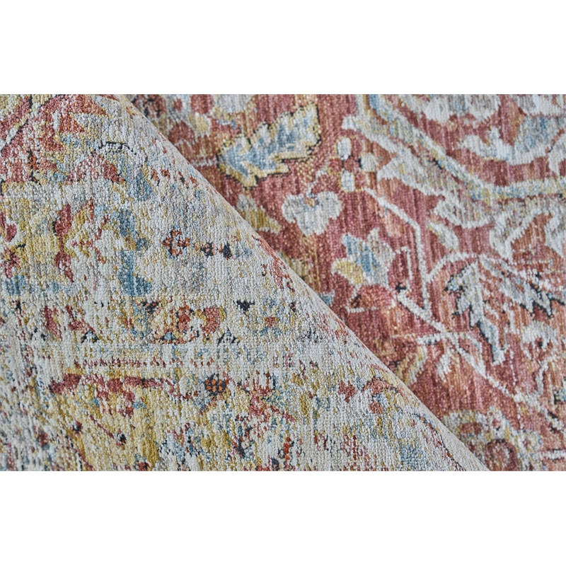 Antique Loom Power Loom Polyester Beige/Rust 2'x3' Area Rug