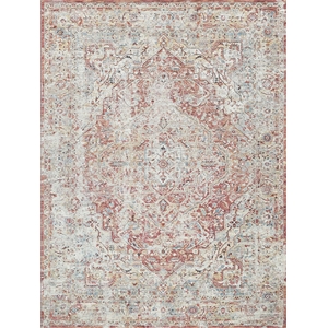 Antique Loom Power Loom Polyester Beige/Rust 2'x3' Area Rug