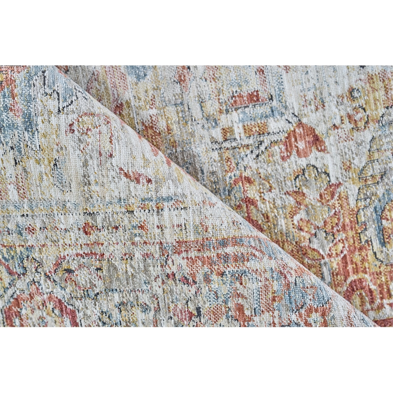 Antique Loom Power Loom Polyester Cream/Rust 2'x3' Area Rug