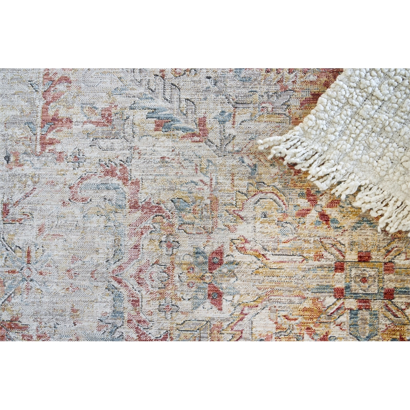 Antique Loom Power Loom Polyester Cream/Rust 2'x3' Area Rug