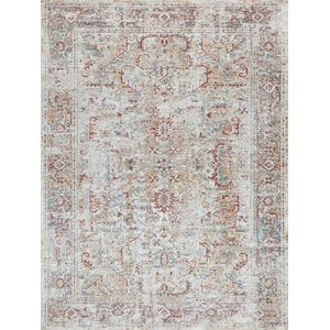 Antique Loom Power Loom Polyester Cream/Rust 2'x3' Area Rug