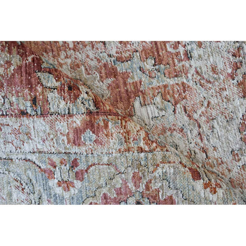 Antique Loom Power Loom Polyester Rust/Blue 2'x3' Area Rug