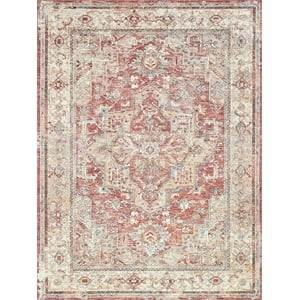 Antique Loom Power Loom Polyester Rust/Beige 6'x9' Area Rug