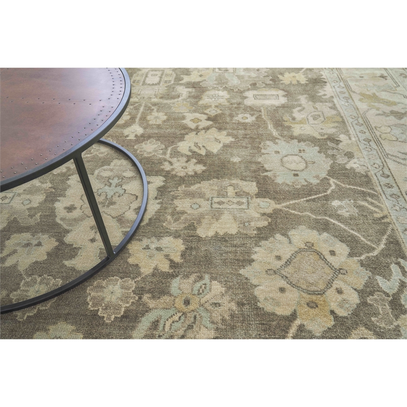 Antique Weave Oushak Hand-Knotted New Zealand Wool Gray/Ivory 8'x10' Area Rug