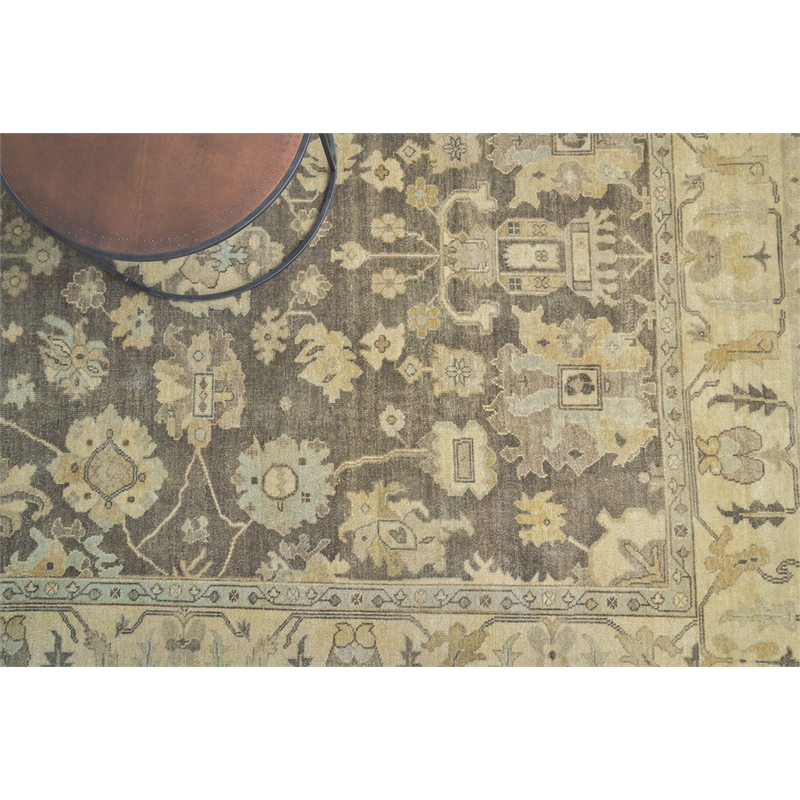 Antique Weave Oushak Hand-Knotted New Zealand Wool Gray/Ivory 8'x10' Area Rug
