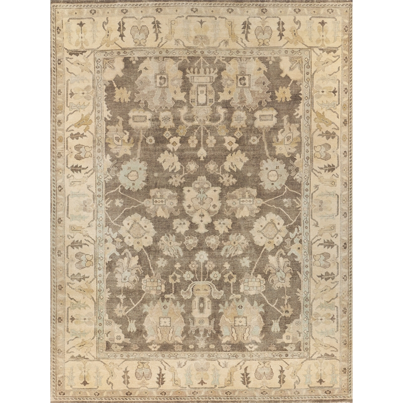 Antique Weave Oushak Hand-Knotted New Zealand Wool Gray/Ivory 8'x10' Area Rug