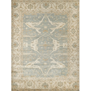 Antique Weave Oushak Hand-Knotted New Zealand Wool Blue/Ivory 6'x9' Area Rug