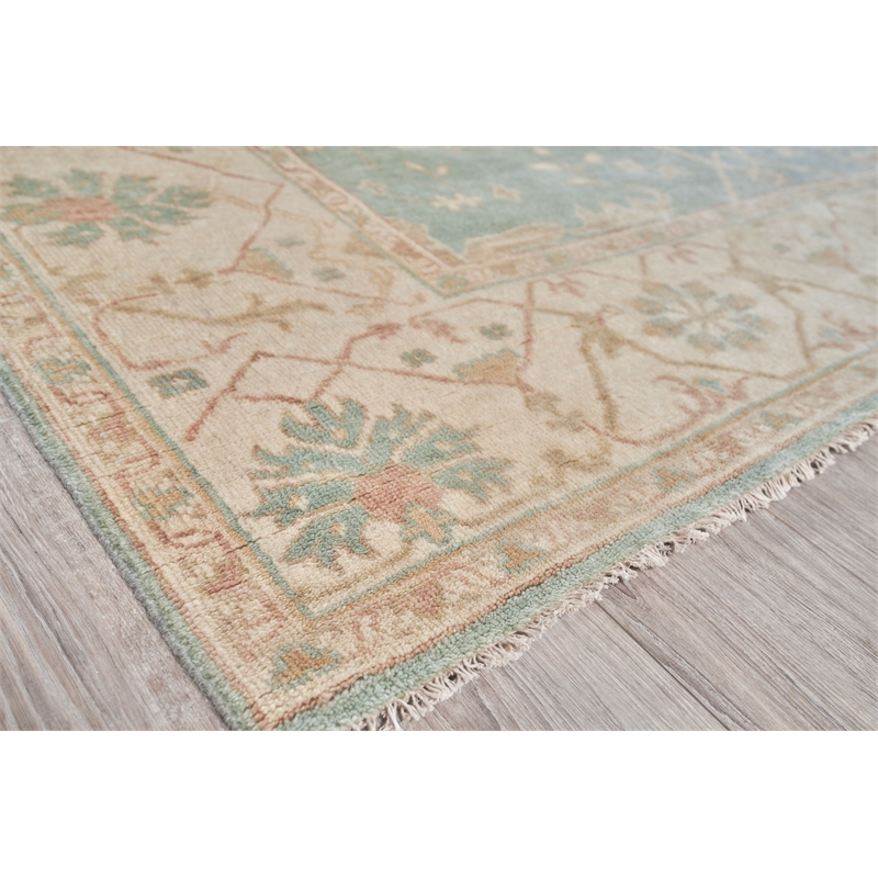 Antique Weave Oushak Hand-Knotted New Zealand Wool Blue/Ivory 8'x10' Area Rug