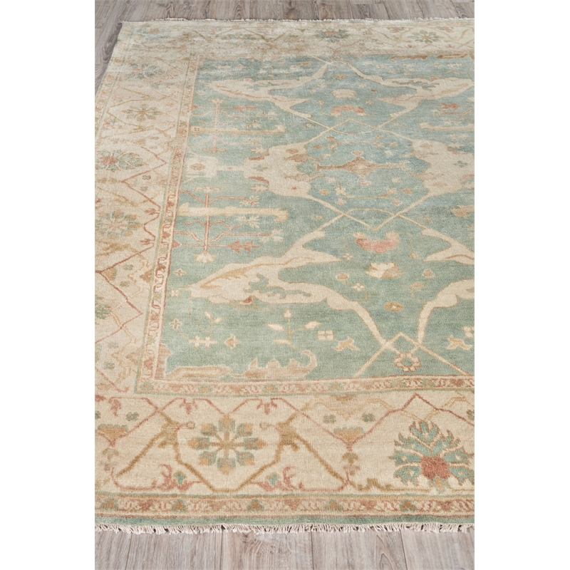 Antique Weave Oushak Hand-Knotted New Zealand Wool Blue/Ivory 8'x10' Area Rug