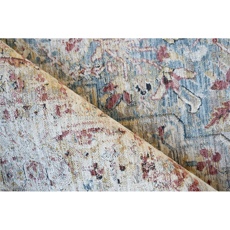 Antique Loom Power Loom Polyester Rust/Light Blue 2'x3' Area Rug