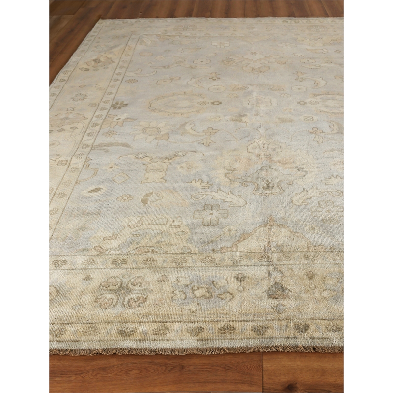 Antique Weave Oushak Hand-Knotted New Zealand Wool Gray/Ivory 9'x12' Area Rug