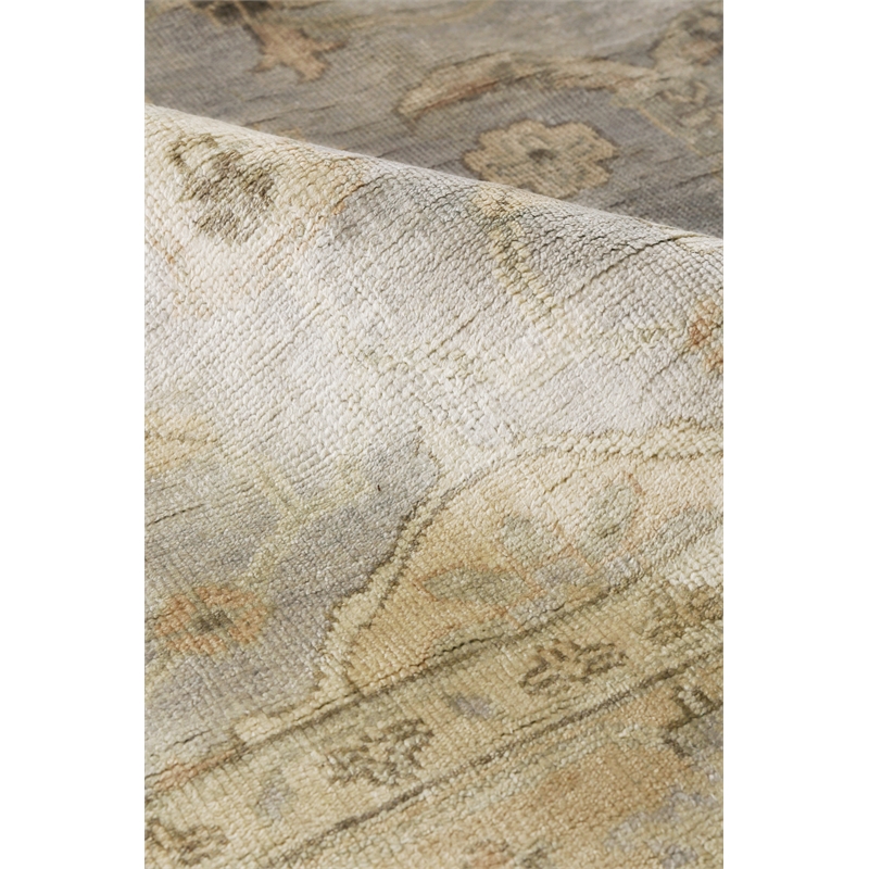 Antique Weave Oushak Hand-Knotted New Zealand Wool Gray/Ivory 9'x12' Area Rug