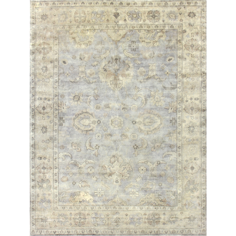 Antique Weave Oushak Hand-Knotted New Zealand Wool Gray/Ivory 9'x12' Area Rug
