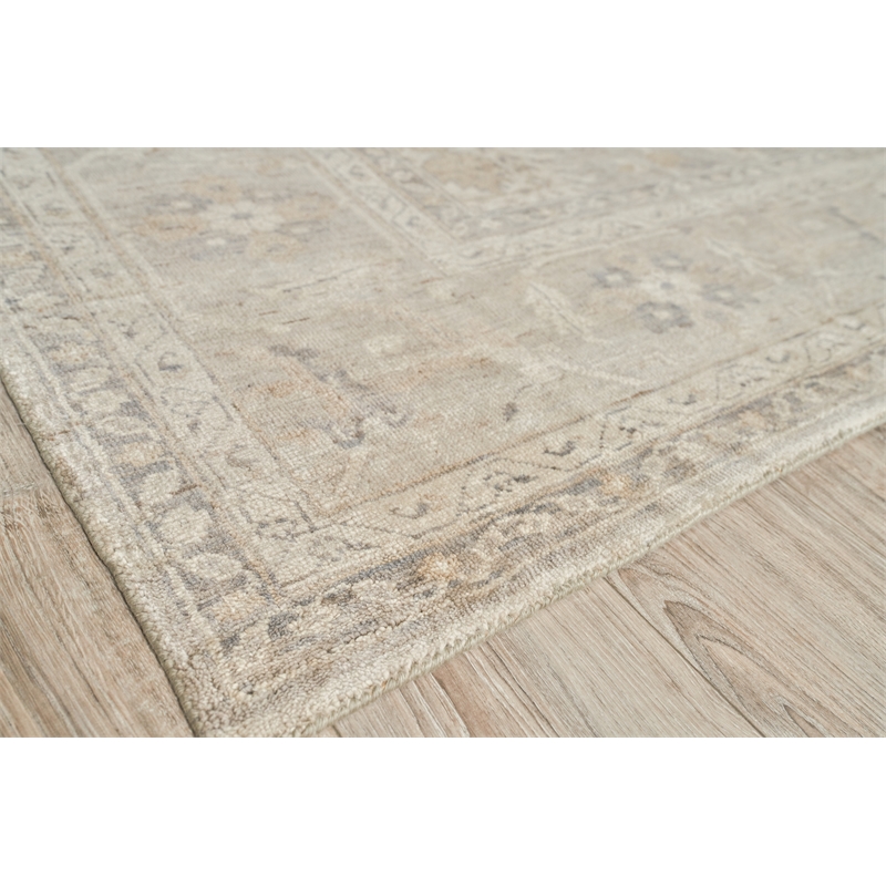 Antique Weave Oushak Hand-Knotted New Zealand Wool Ivory/Gray 10'x14' Area Rug