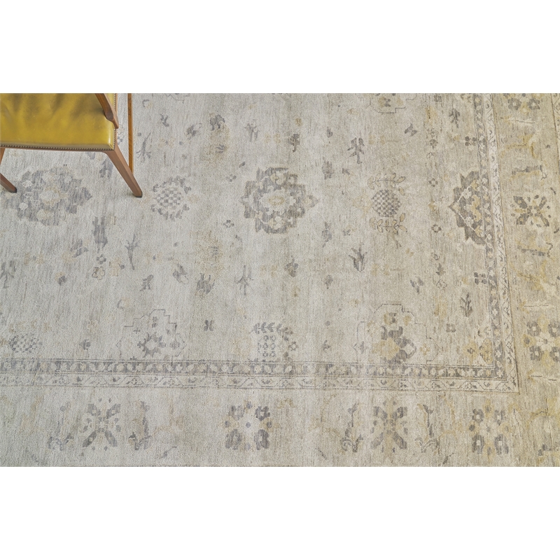 Antique Weave Oushak Hand-Knotted New Zealand Wool Ivory/Gray 10'x14' Area Rug