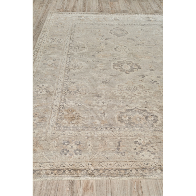 Antique Weave Oushak Hand-Knotted New Zealand Wool Ivory/Gray 6'x9' Area Rug