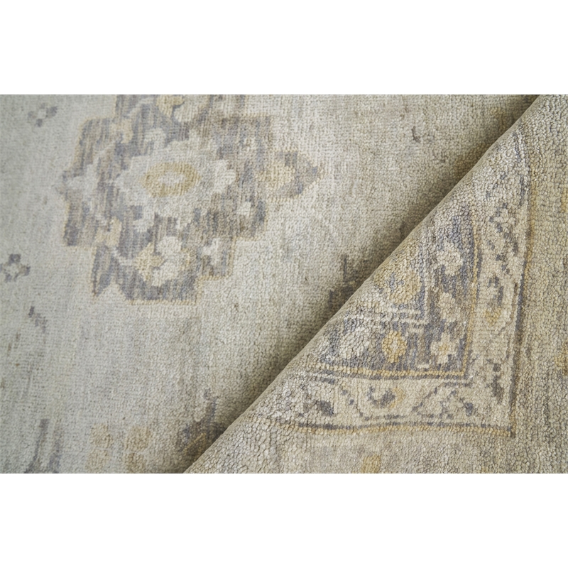 Antique Weave Oushak Hand-Knotted New Zealand Wool Ivory/Gray 6'x9' Area Rug