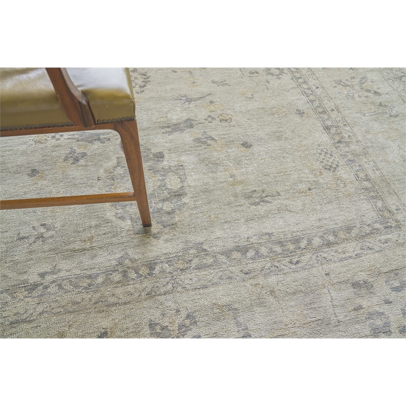 Antique Weave Oushak Hand-Knotted New Zealand Wool Ivory/Gray 6'x9' Area Rug