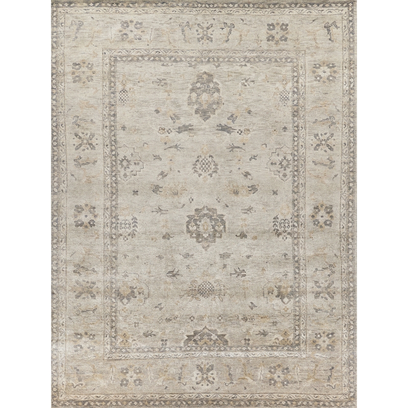 Antique Weave Oushak Hand-Knotted New Zealand Wool Ivory/Gray 6'x9' Area Rug