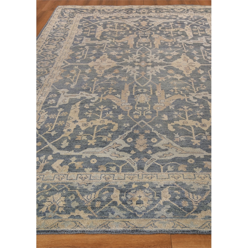 Antique Weave Oushak Hand-Knotted New Zealand Wool Blue 14'x18' Area Rug