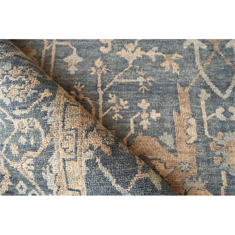 Antique Weave Oushak Hand-Knotted New Zealand Wool Blue 9'x12' Area Rug