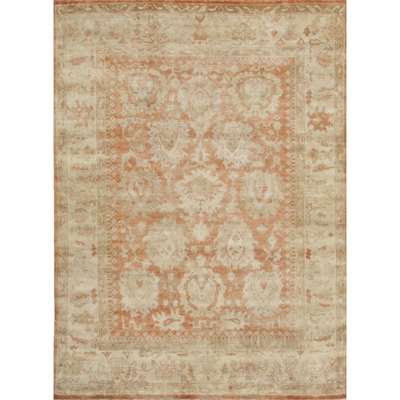 Antique Weave Oushak Hand-Knotted New Zealand Wool Red/Beige 9'x12' Area Rug