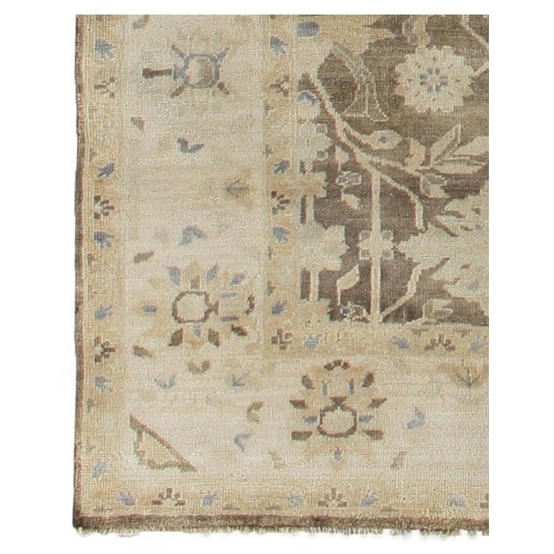 Antique Weave Oushak Hand-Knotted New Zealand Wool Mink/Ivory 6'x9' Area Rug