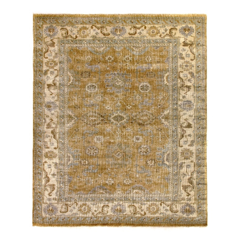 Antique Weave Oushak Hand-Knotted New Zealand Wool Gold/Ivory 8'x10' Area Rug