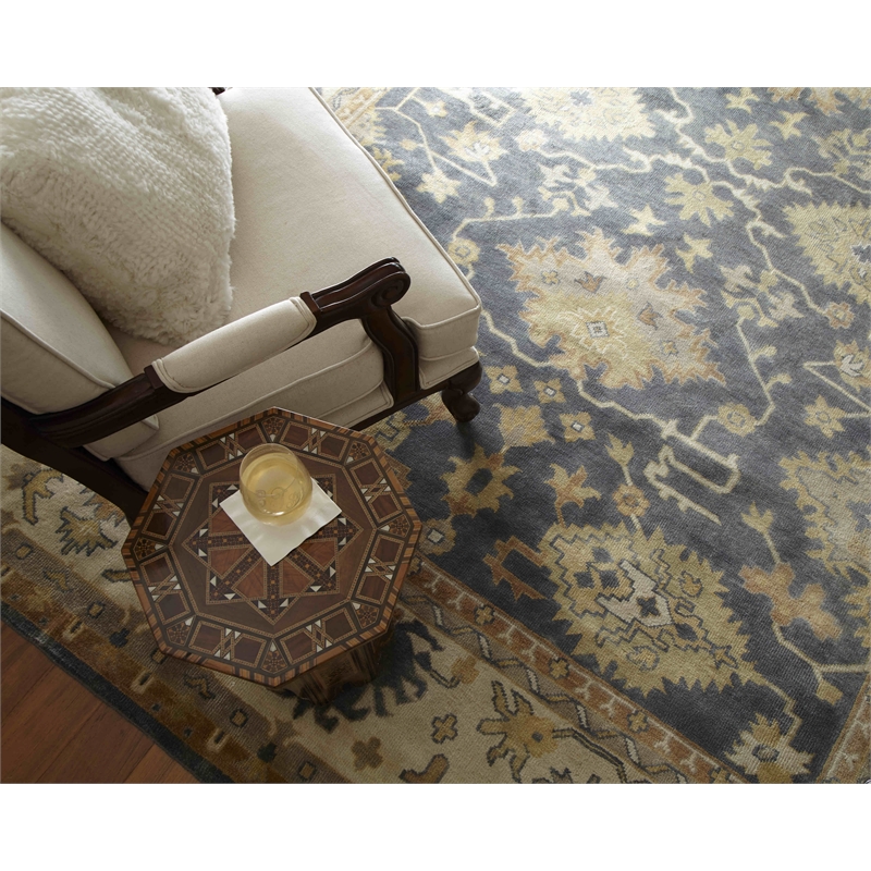 Antique Weave Oushak Hand-Knotted New Zealand Wool Cobalt/Ivory 12'x15' Area Rug