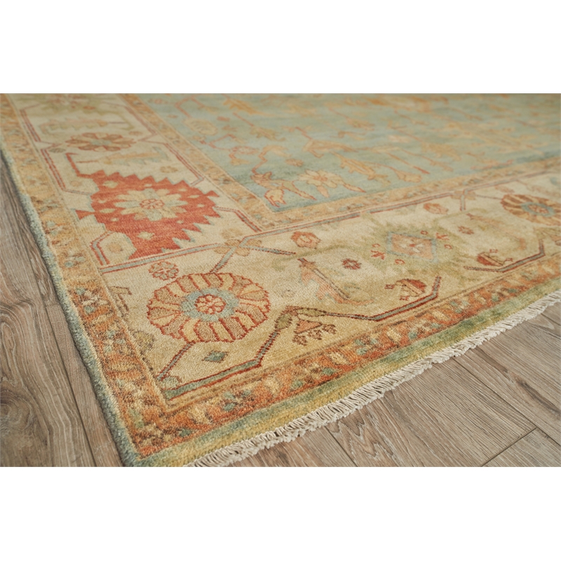 Antique Weave Serapi Hand-Knotted Wool Light Blue/Ivory 9'x12' Area Rug