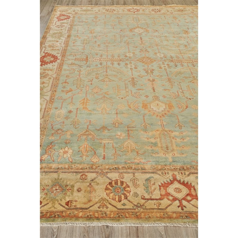 Antique Weave Serapi Hand-Knotted Wool Light Blue/Ivory 9'x12' Area Rug