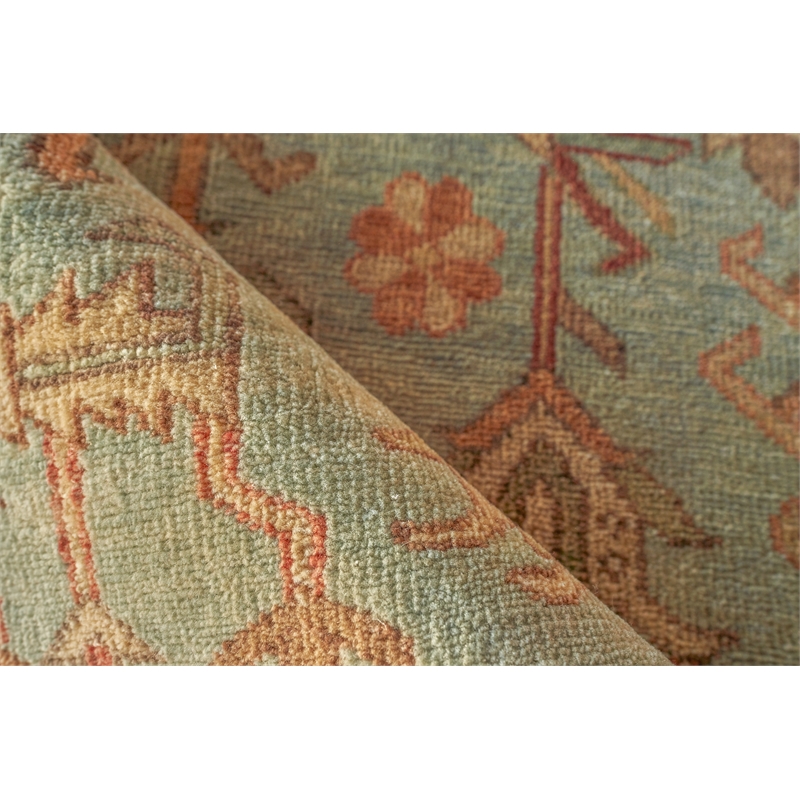 Antique Weave Serapi Hand-Knotted Wool Light Blue/Ivory 9'x12' Area Rug