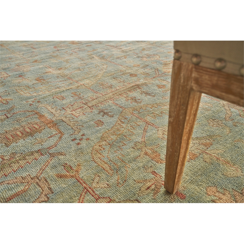 Antique Weave Serapi Hand-Knotted Wool Light Blue/Ivory 9'x12' Area Rug