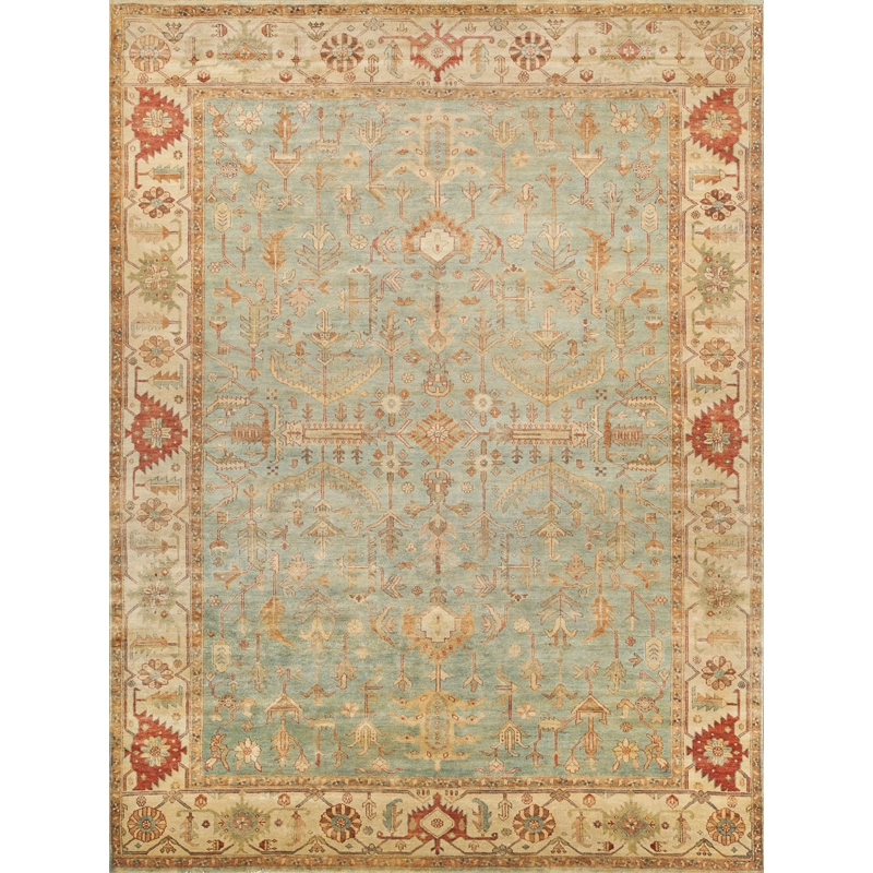 Antique Weave Serapi Hand-Knotted Wool Light Blue/Ivory 9'x12' Area Rug